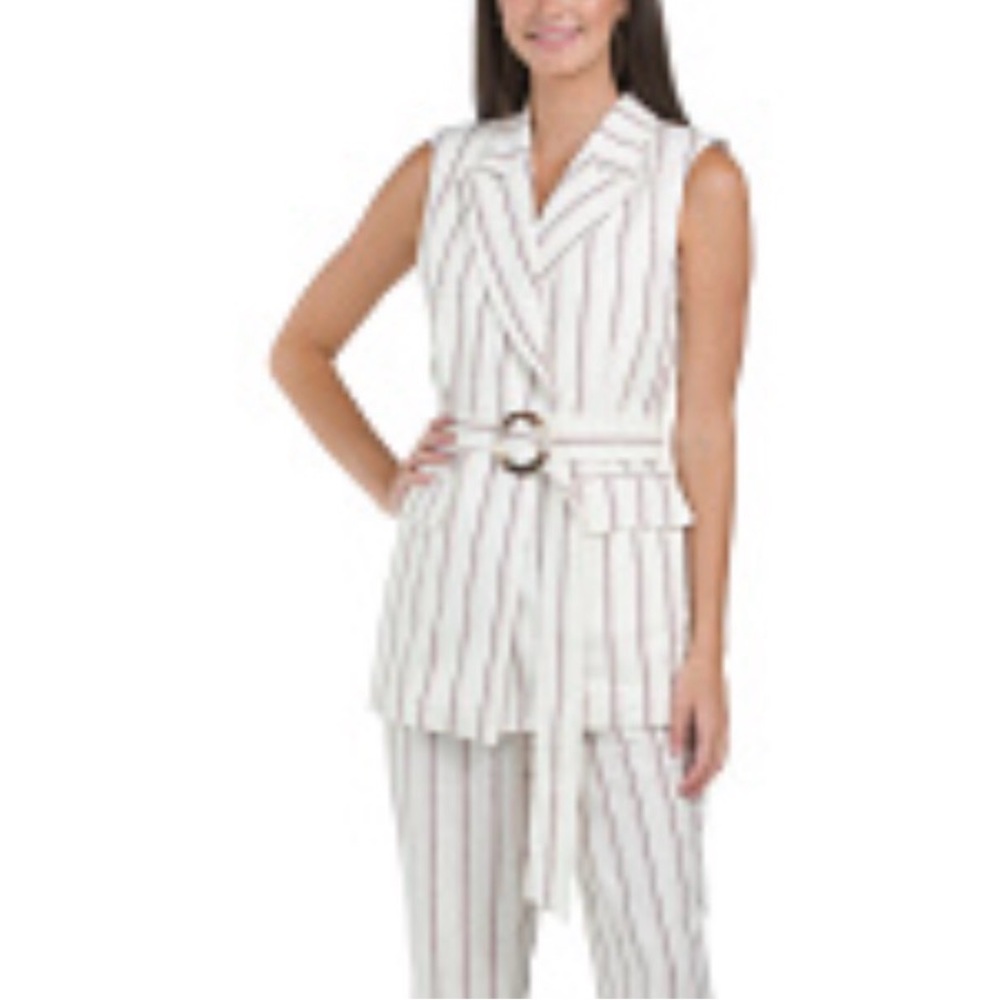 Rachel Zoe NWT Women’s Belted Linen Blend Vest  Ivory Size 8 Office Contemporary